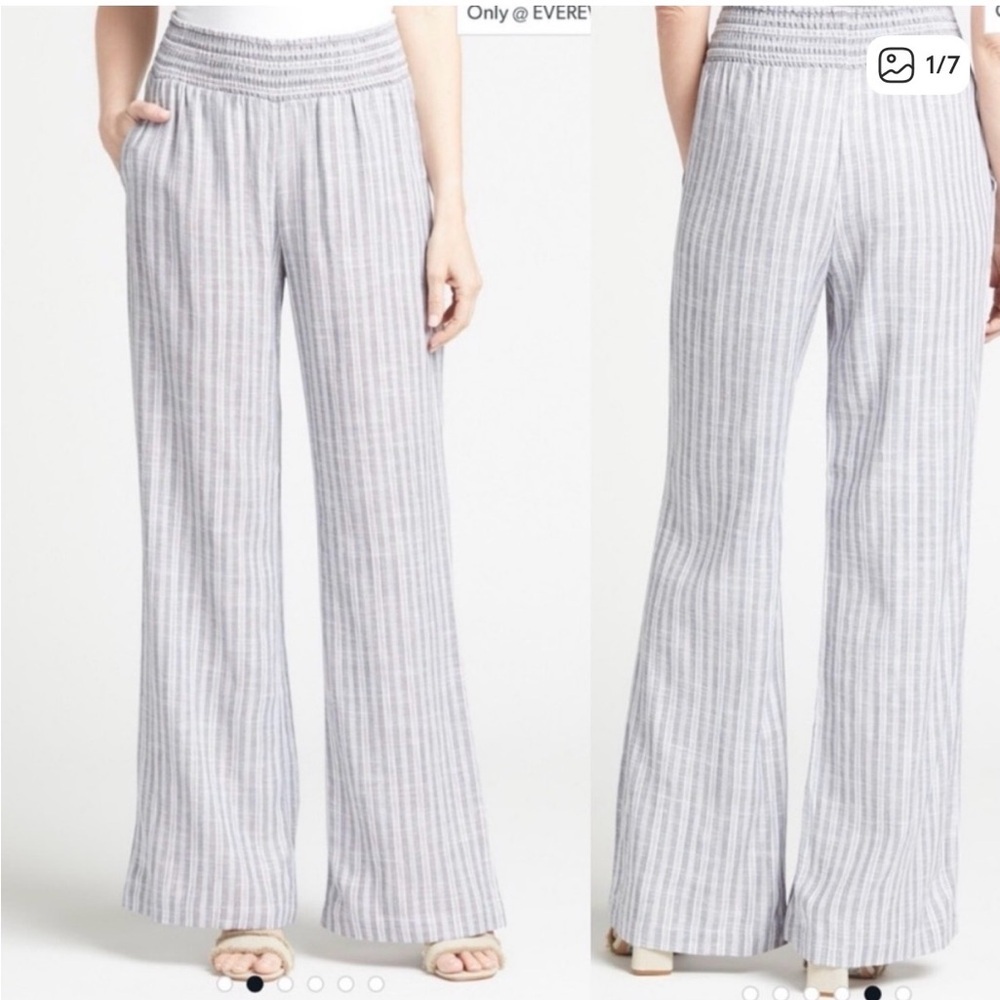 Evereve Gray Striped Wide Leg Pants